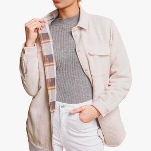 Reversible Corduroy & Plaid Cream & Brown Womens Large